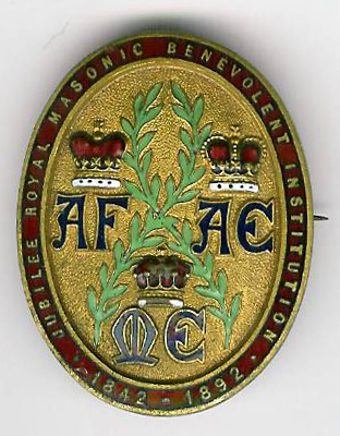 TH281 Royal Masonic Benevolent Institution 1892 Stewards and 50th Anniversary jewel.-0