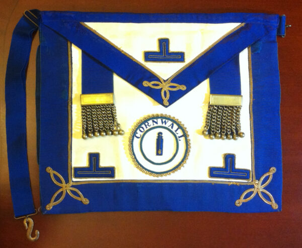 Past Provincial Grand Lodge of Cornwall Junior Deacon's Lambskin Apron By Toye & Co.-0
