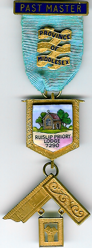 TH455-7290 Ruislip Priory Lodge No. 7290 silver Past Master's jewel-0